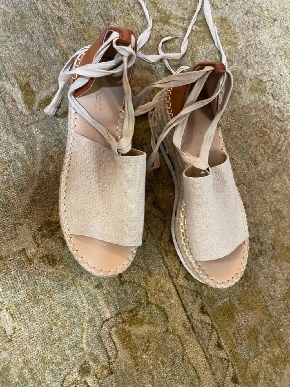 Women’s Beige Espadrille Lace-Up Sandals